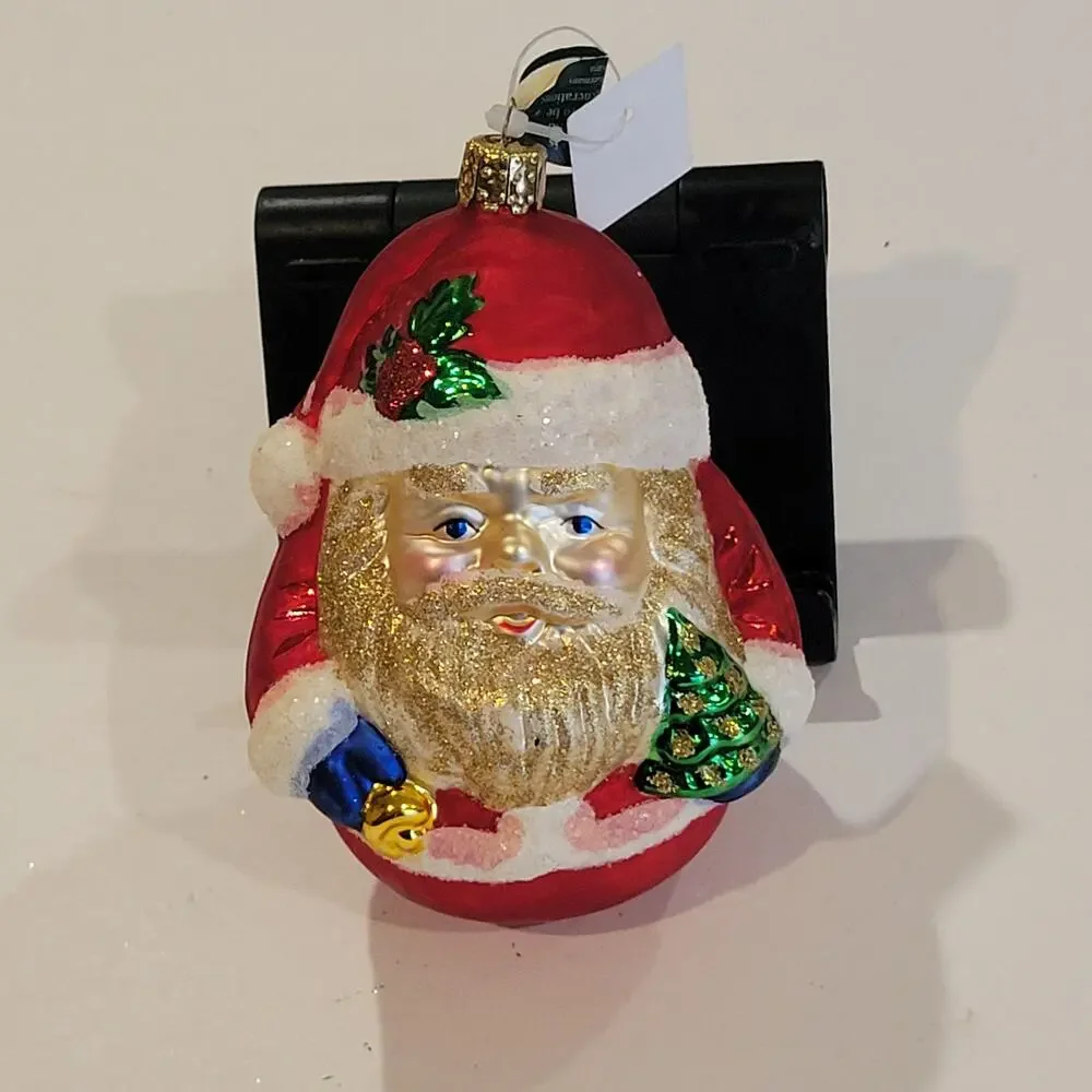 Vintage Christborn Germany Blown Glass Santa Claus Christmas Ornament Cost plus